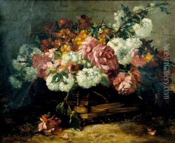 Bouquet De Fleurs Dans Un Panier Oil Painting - Eugene Claude
