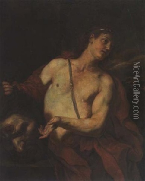 David Mit Dem Haupt Des Goliath Oil Painting - Johann Carl Loth