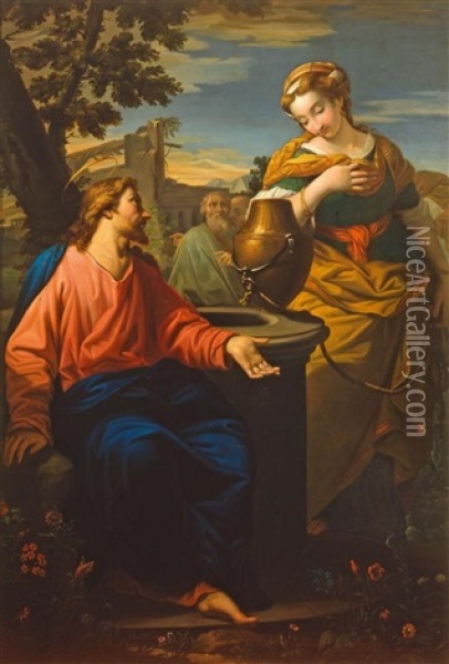 Christus Mit Der Samariterin Am Brunnen Oil Painting - Aureliano Milani