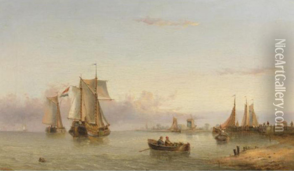 A Peaceful Harbor Oil Painting - Henry Redmore