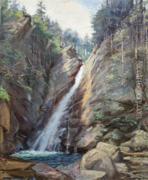 Lower Yosemite Falls Oil Painting - Arthur Merton Hazard