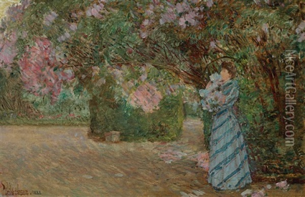 Mrs. Hassam At Villiers-le-bel Oil Painting - Childe Hassam