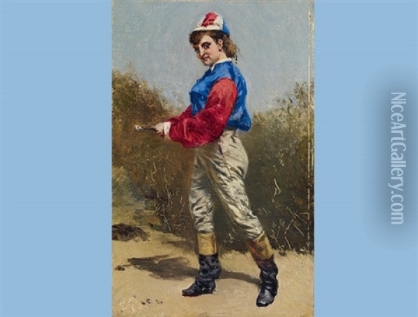 Jockey Oil Painting - Frank Buchser