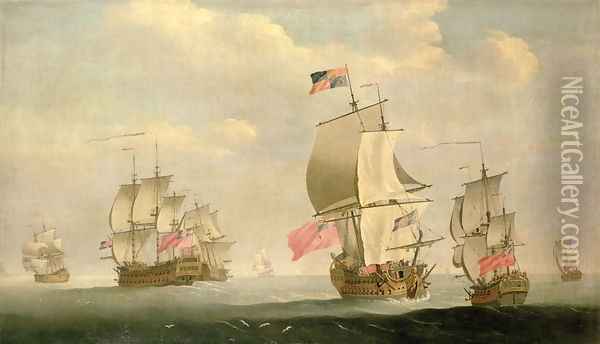 The English Fleet Under Sail Oil Painting - Francis Swaine