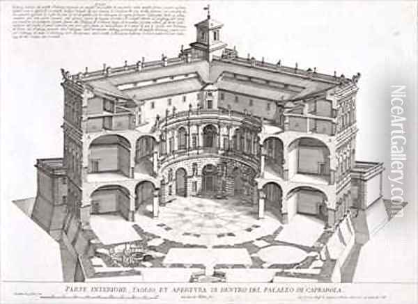 Cross-section of Villa Caprarola Oil Painting - Giovanni Battista Falda