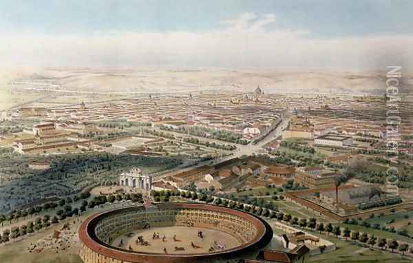 Aerial View of Madrid from the Plaza de Toros Oil Painting - Alfred Guesdon