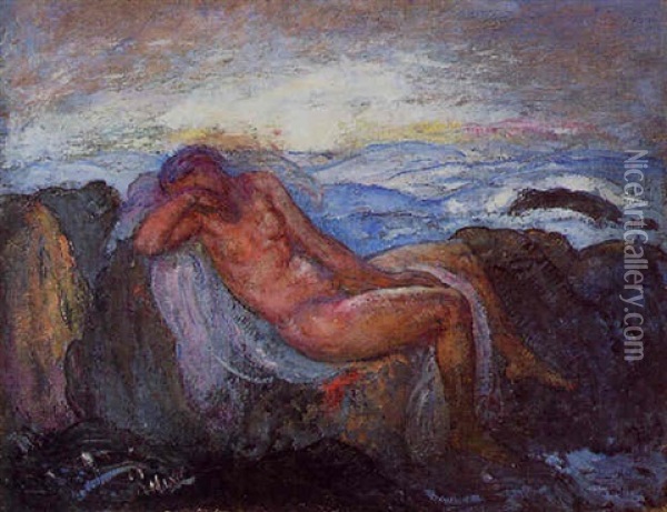 Baigneuse Aux Rochers Oil Painting - Michel Simonidy