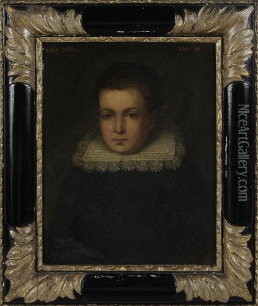 John Milton, Aged 10 Years Oil Painting - Cornelius Jonson