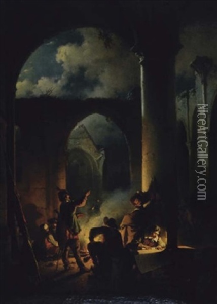 Secret Meeting Among The Ruins Oil Painting - Jean (Jan) Michael Ruyten