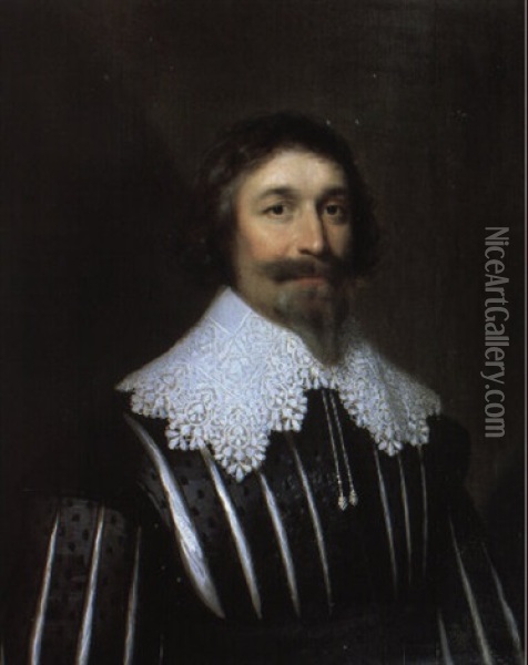 Portrait Of Sir William Campion Of Combwell Oil Painting - Cornelis Jonson Van Ceulen