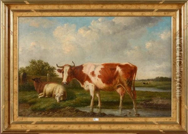 Vaches Et Moutons Au Pre Oil Painting - Louis Pierre Verwee