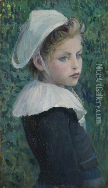 Jeune Bretonne En Costume De Fete Oil Painting - Leslie Giffen Cauldwell