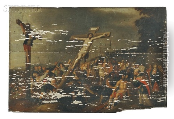 Raising The Cross Oil Painting - Frans Francken III