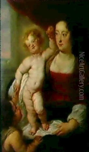 Madonna Mit Kind Und Dem Johannesknaben Oil Painting - Erasmus Quellinus II