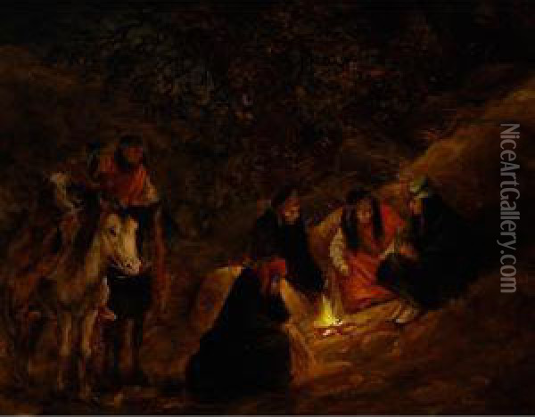 Campfire Oil Painting - Frederick Arthur Verner