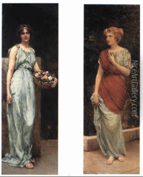 Classical Maidens Oil Painting - William Oliver the Younger