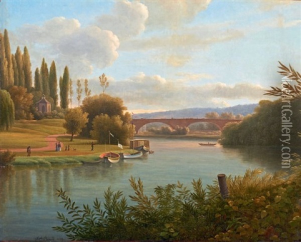 Paysage Fluvial Oil Painting - Jean Joseph Xavier Bidault