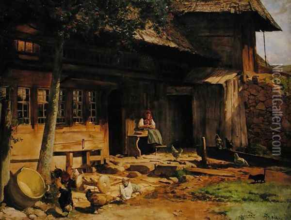 The Parental Home in Bernau, 1866 Oil Painting - Hans Thoma