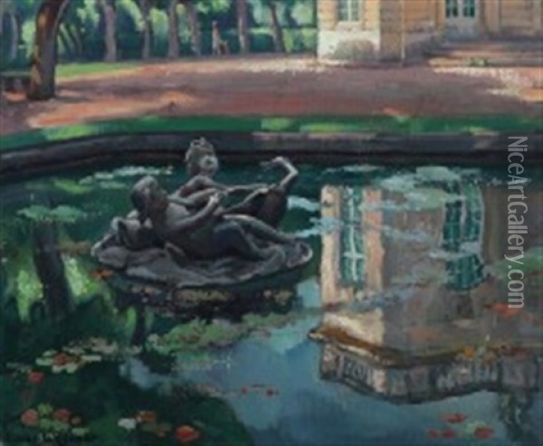 Reflection At Petit Trianon, The French Pavilion Oil Painting - Einar Wegener