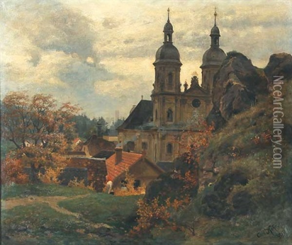 Blick Auf Die Basilika Von Gosweinstein Oil Painting - Karl Kehr