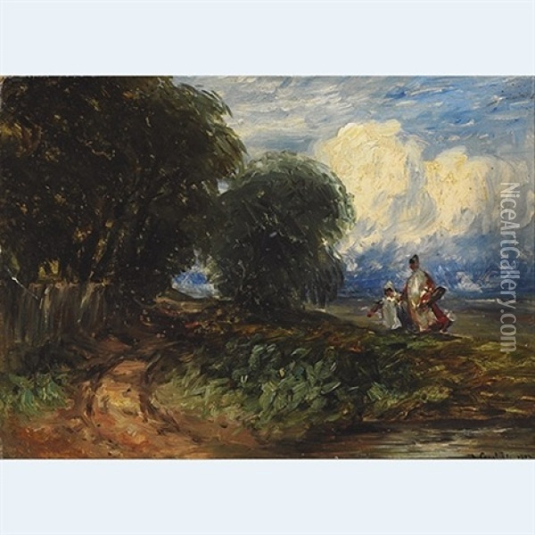 Gathering Flowers Oil Painting - David Cox the Elder