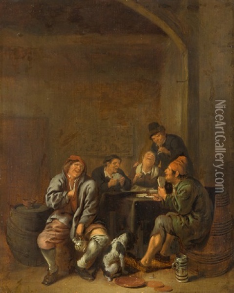 Taverne Mit Zechenden Und Kartenspielenden Bauern Oil Painting - Jan Miense Molenaer