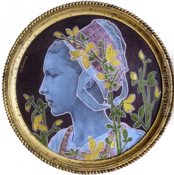 Femme Parmi Les Fleurs Oil Painting - Alfred Victor Fournier