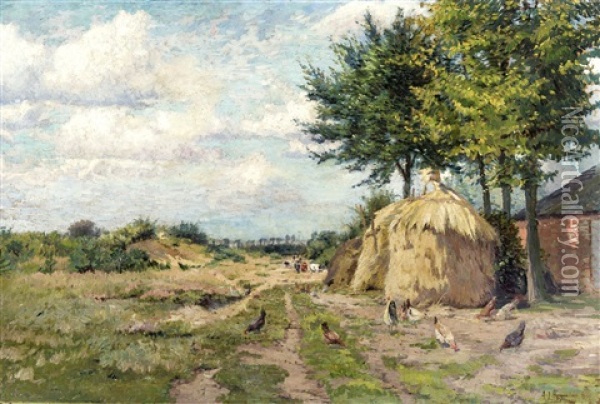 Paysage Estival Avec Ferme Oil Painting - Adriaan Josef Heymans