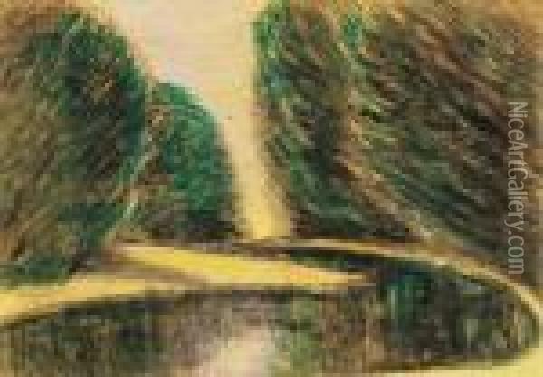 Trees By The Riverside Oil Painting - Istvan Nagy