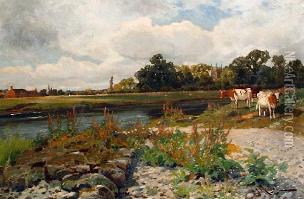 Shardlow On Trent, Derbyshire Oil Painting - Arthur Walker Redgate