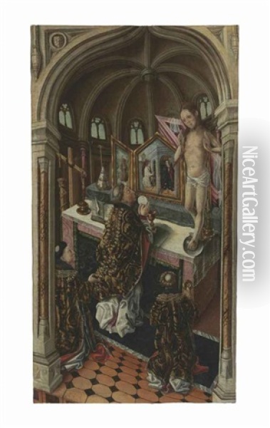 The Mass Of Saint Gregory Oil Painting - Pedro Bello