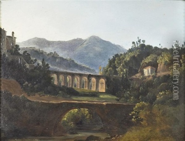 Le Pont A Cava Dei Tirreni Oil Painting - Auguste Jean Baptiste Vinchon