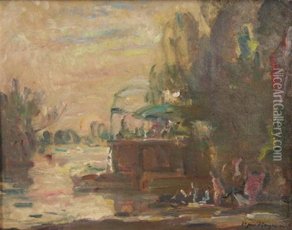 River Sketch Oil Painting - Alfred Hayward