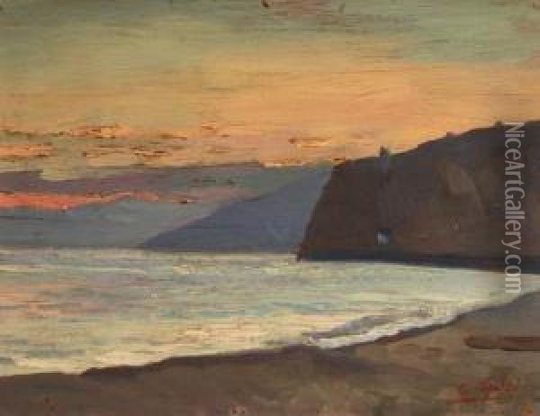Tramonto A Capri Oil Painting - Giuseppe Carozzi