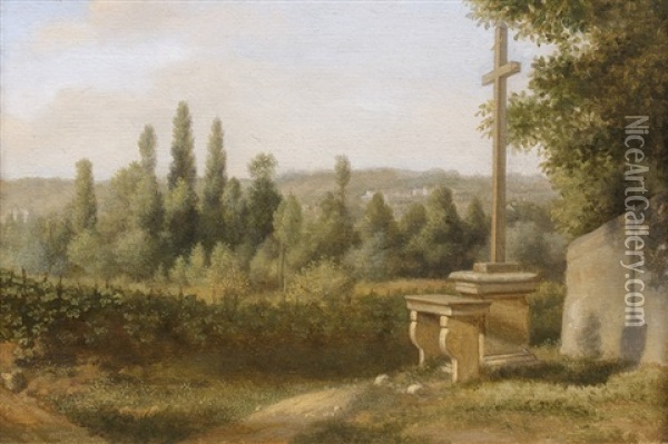 Paysage Au Calvaire Oil Painting - Antoine-Felix (Boisselier le Jeune) Boisselier