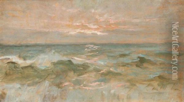 Coucher De Soleil Sur La Mer Oil Painting - Felix R. Hidalgo y Padilla