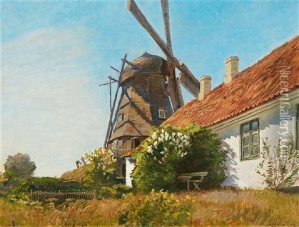 A Summer's Day Oil Painting - Olaf Viggo Peter Langer