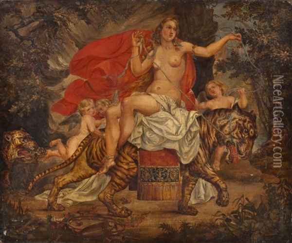 Najade Reitet Auf Einem Tiger Oil Painting - Hans Makart