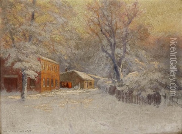 Blacksmith In The Winter Oil Painting - William Henry Lippincott