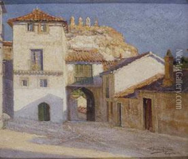 Segovia, Puerta De Las Murallas Oil Painting - Ricardo Lopez Cabrera