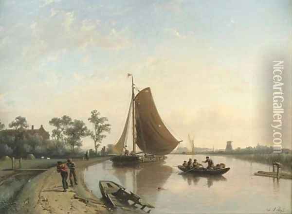 Along the river in summer Oil Painting - Johan Adolph Rust
