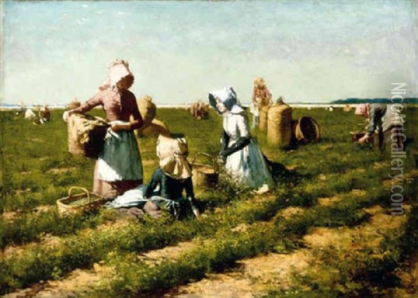 The Peapickers Of Long Island, 1888 Oil Painting - Harry Herman Roseland