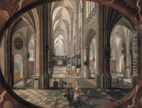 The Interior Of A Gothic Church, Looking East Oil Painting - Peeter Neeffs the Younger