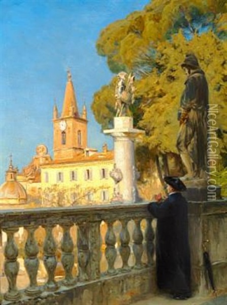 View Of Monte Pincio In Rome Oil Painting - Hans Andersen Brendekilde