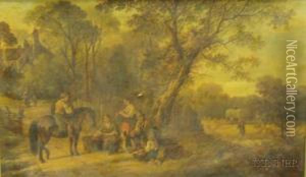 View Of Country Scene Oil Painting - Edmund Aylburton Willis