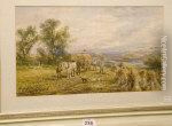 Haymaking Scene Oil Painting - A.H. Vickers