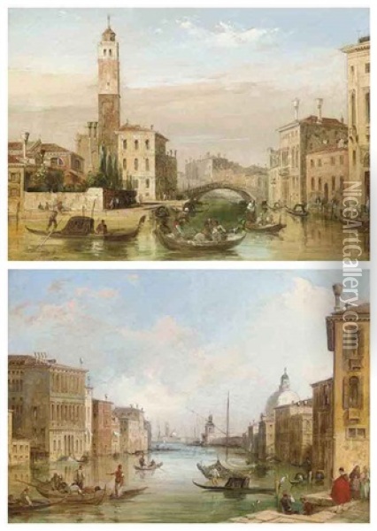 The Grand Canal (+ The Entrance To The Cannaregio, Venice; Pair) Oil Painting - Edward Pritchett