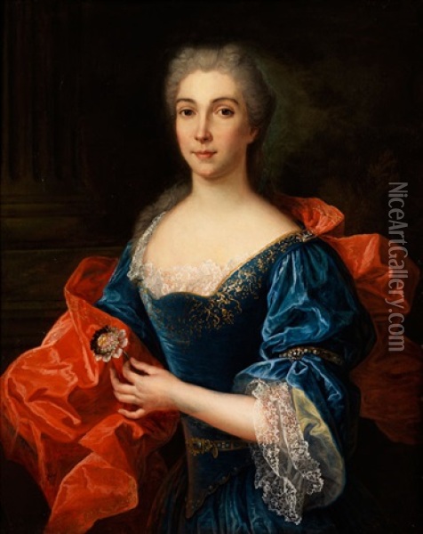Portrait Einer Adeligen Dame Oil Painting - Nicolas de Largilliere