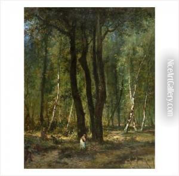 Le Repos Dans Le Bois Oil Painting - Victor DeGrailly