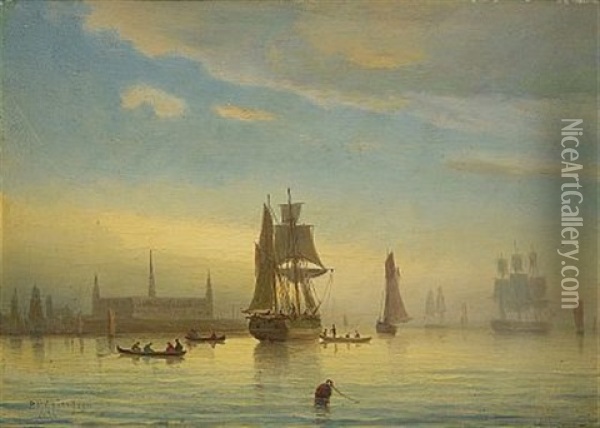 Segelfartyg Vid Kronborgs Slott Oil Painting - Pehr Wilhelm Cedergren